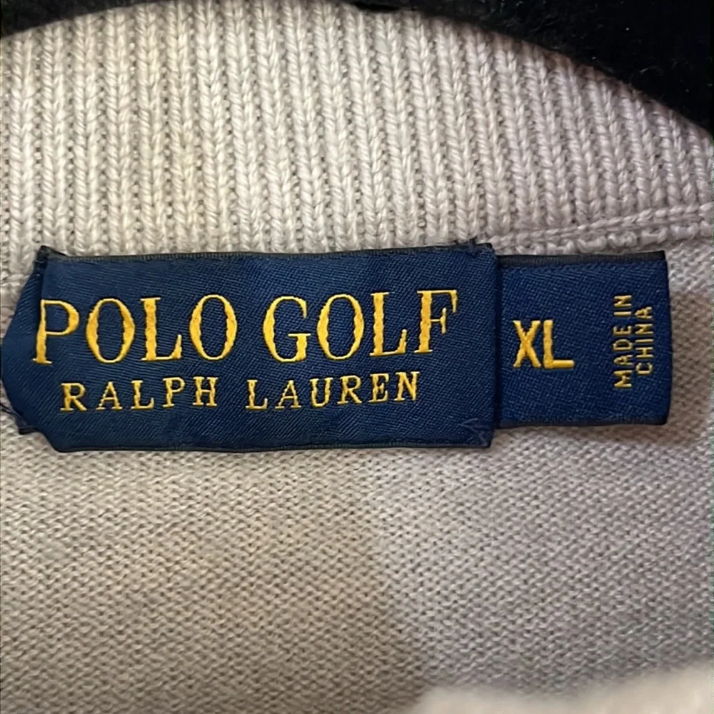 Polo Golf Ralph Lauren Merino Wool Beige Mock collard 1/4 Zip PullOver‎ Men XL